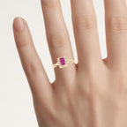 Ruby Ring With Diamonds 0.72 Carats 14K Yellow Gold