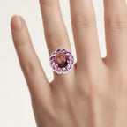 Multicolor Tourmaline Ring With Diamonds 5.72 Carats Sterling Silver