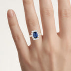 Blue Sapphire Ring With Diamonds 3.16 Carats 18K Yellow Gold