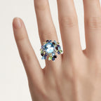 Natural Mixed Gemstones Ring 10.2 Carats Sterling Silver