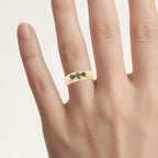 Blue Diamond Ring 0.32 Carats Gold Plated Silver