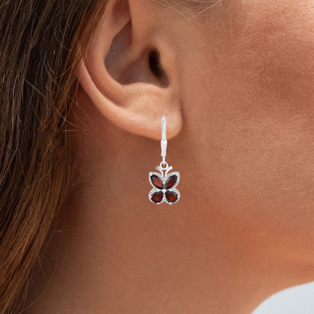 Garnet Earrings 2.56 Carats Sterling Silver