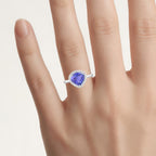 Tanzanite Heart Ring With Diamonds 2.86 Carats 14K White Gold