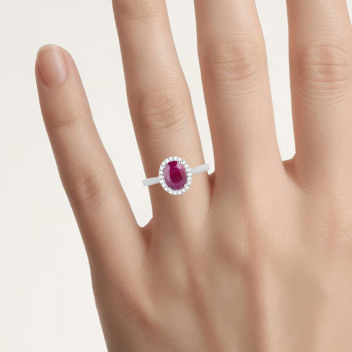 Ruby Ring With Diamonds 1.56 Carats 10K White Gold