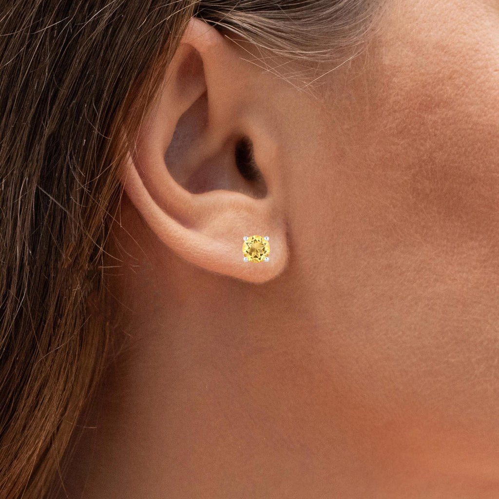 Citrine Stud Earrings 0.88 Carats Sterling Silver