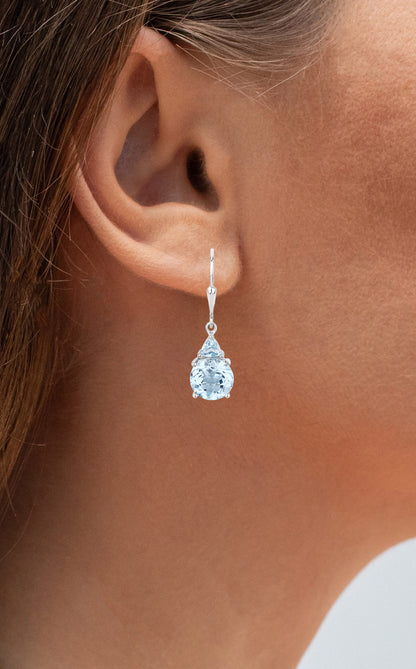 Swiss Blue Topaz Earrings 7.5 Carats Sterling Silver