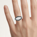 Black Diamond Ring With White Diamonds 0.48 Carats Sterling Silver
