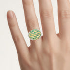 Emerald Ring With White Topaz 2.02 Carats Gold Plated Silver