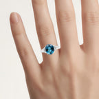London Blue Topaz Ring With White Topaz 4.25 Carats Sterling Silver