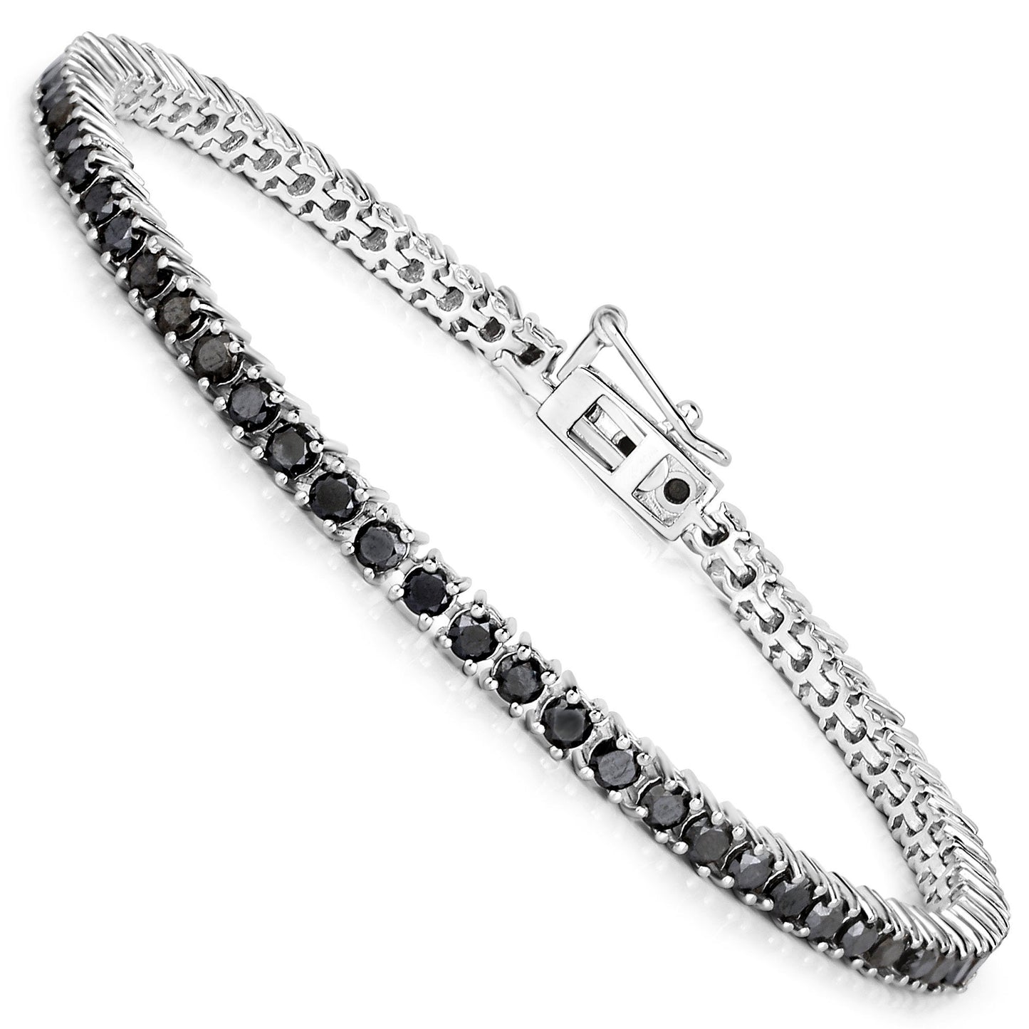 Black Diamond Tennis Bracelet 3.15 Carats Sterling Silver