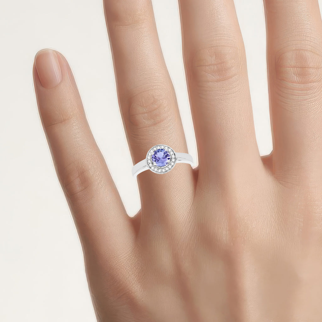 Tanzanite Ring With White Topaz 1.02 Carats Sterling Silver