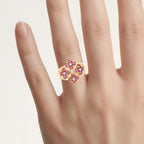 Ruby Ring With White Topaz 2.1 Carats Gold Plated Silver