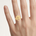 Garnet Spider Web Ring 0.02 Carats Gold Plated Silver