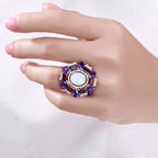Natural Mixed Gemstones Ring 11.2 Carats Sterling Silver
