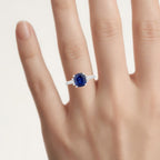Blue Sapphire Ring With Diamonds 3.62 Carats 18K White Gold