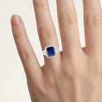 Sapphire Ring With White Topaz 4.76 Carats Sterling Silver