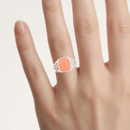 Peach Moonstone Ring 5.74 Carats Sterling Silver