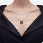 Blue Sapphire Pendant 2.98 Carats Gold Plated Silver
