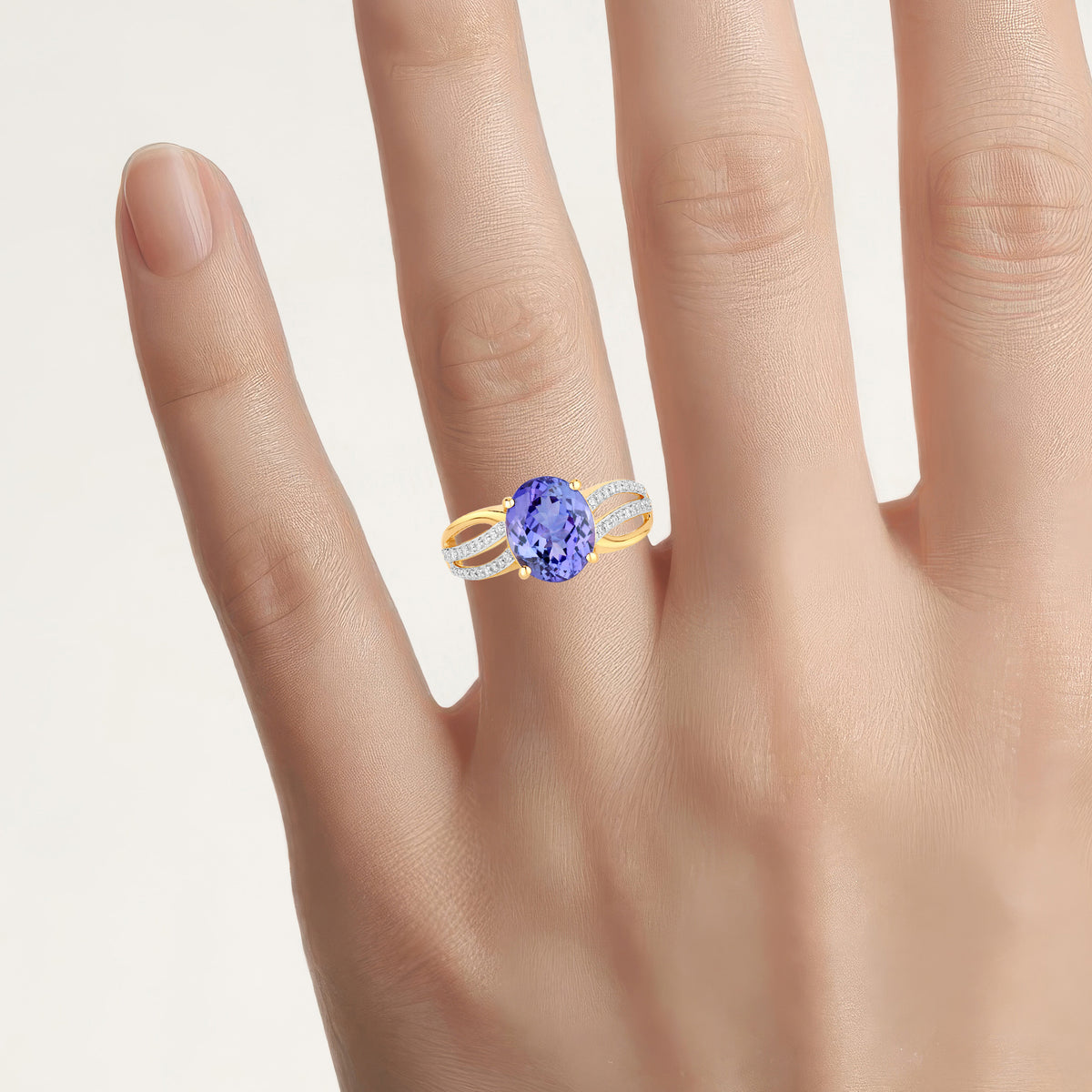 Tanzanite Ring With Diamonds 3.22 Carats 14K Yellow Gold