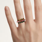Multicolor Tourmaline Ring 4.52 Carats Gold Plated Silver