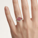 Rhodolite Garnet Ring 2.06 Carats Gold Plated Silver