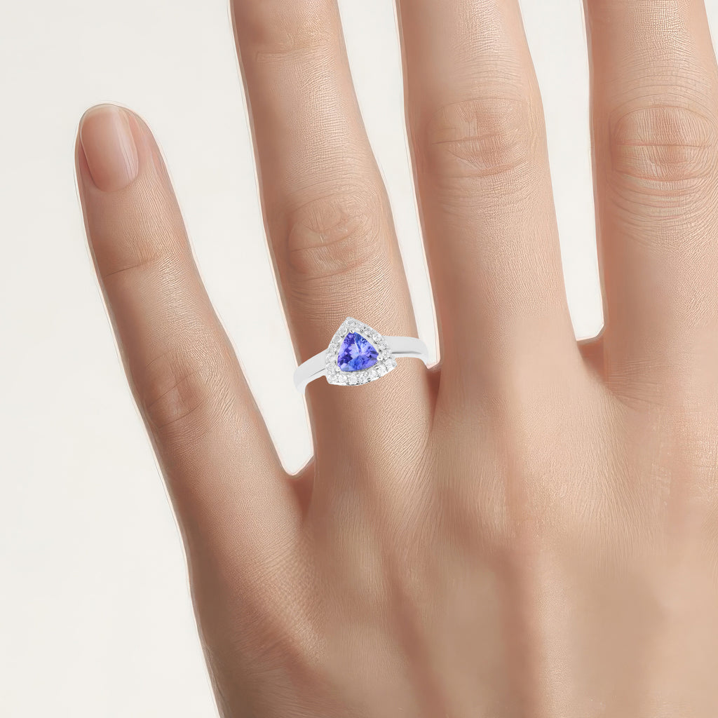 Tanzanite Ring With White Topaz 1 Carats Sterling Silver
