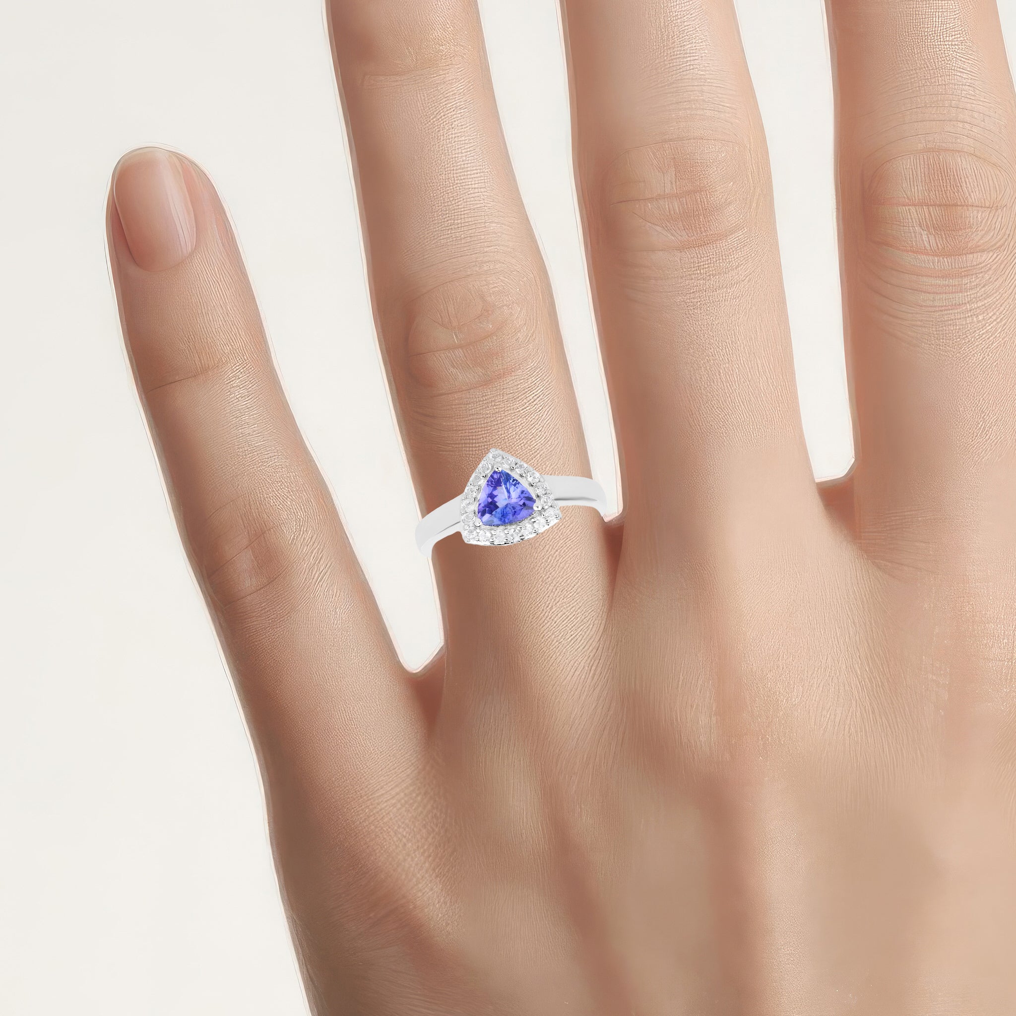 Tanzanite Ring With White Topaz 1 Carats Sterling Silver