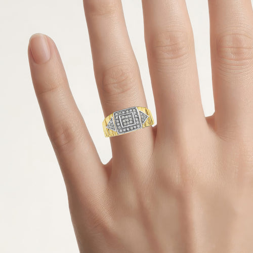Diamond Ring 0.2 Carats Gold Plated Silver