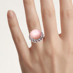 Pink Opal Ring With Pink Tourmaline 14.1 Carats Sterling Silver
