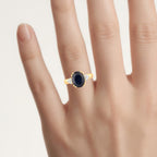 Blue Sapphire Ring With Diamonds 4.46 Carats 14K Yellow Gold
