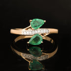 Natural Zambian Emerald Ring With Diamonds 0.74 Carats 9K Yellow Gold