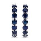 Blue Sapphire Hoop Earrings 2.64 Carats Sterling Silver
