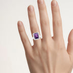 Amethyst Ring With Diamonds 5.3 Carats Sterling Silver