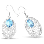 Blue Topaz Earrings 10.7 Carats Sterling Silver