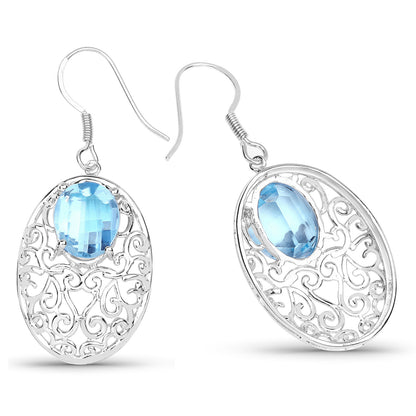 Blue Topaz Earrings 10.7 Carats Sterling Silver