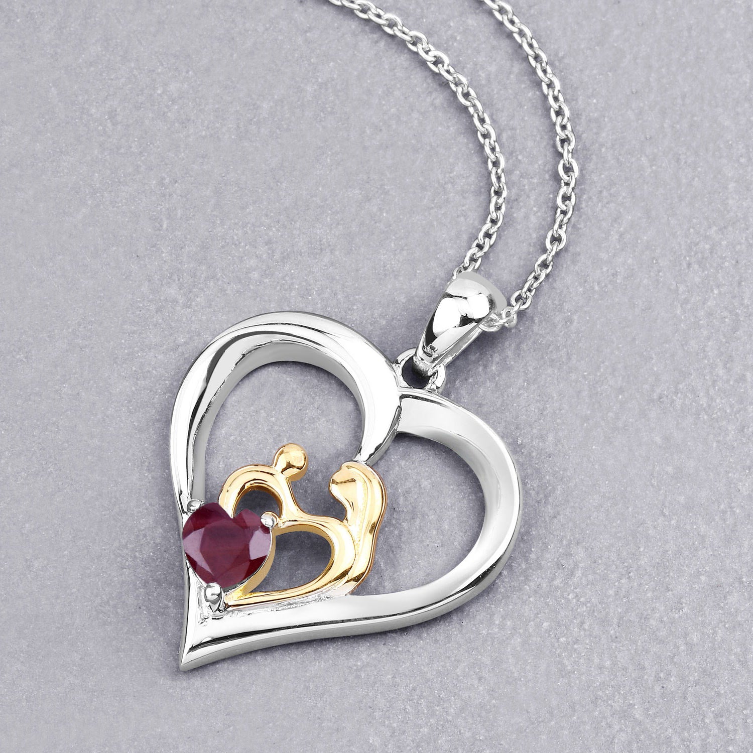 Ruby Mom Pendant 0.48 Carats Sterling Silver