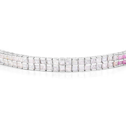Multicolor Sapphire Bracelet Pink Blue White 9.52 Carats Sterling Silver