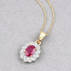 Ruby Pendant With Diamonds 0.92 Carats 10K Yellow Gold