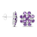 Amethyst Stud Earrings 3.74 Carats Sterling Silver