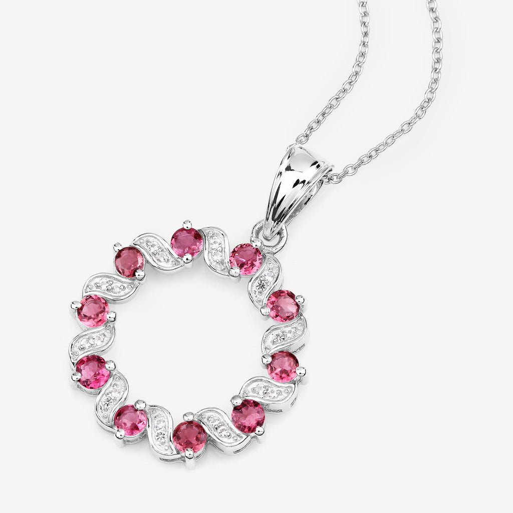Pink Tourmaline Pendant With White Topaz 1.26 Carats Sterling Silver