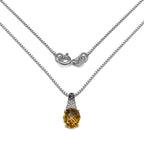 Citrine Pendant With Multicolor Diamonds 4.44 Carats Sterling Silver