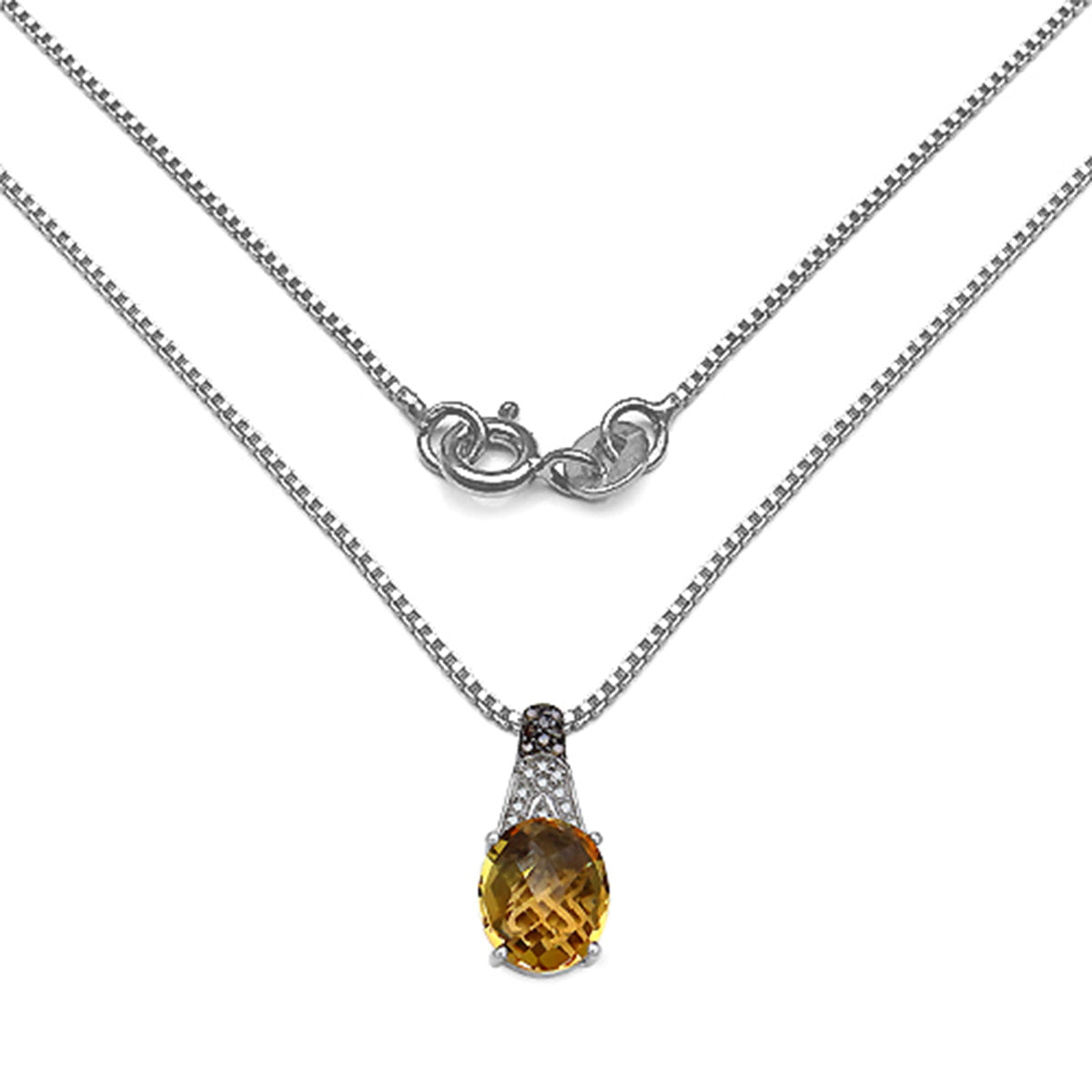 Citrine Pendant With Multicolor Diamonds 4.44 Carats Sterling Silver