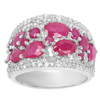 Ruby Ring With White Zircon 3.26 Carats Sterling Silver