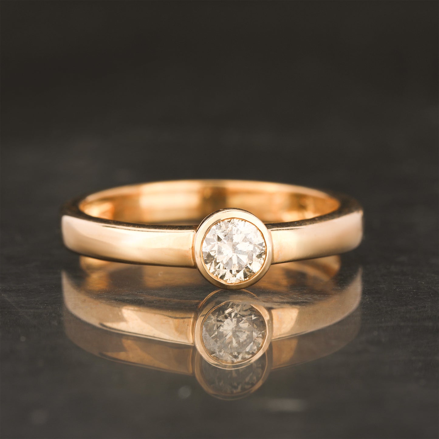 Light Brown Diamond Ring 0.25 Carats 9K Yellow Gold