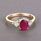 Ruby Ring With Diamonds 1.2 Carats 14K Yellow Gold