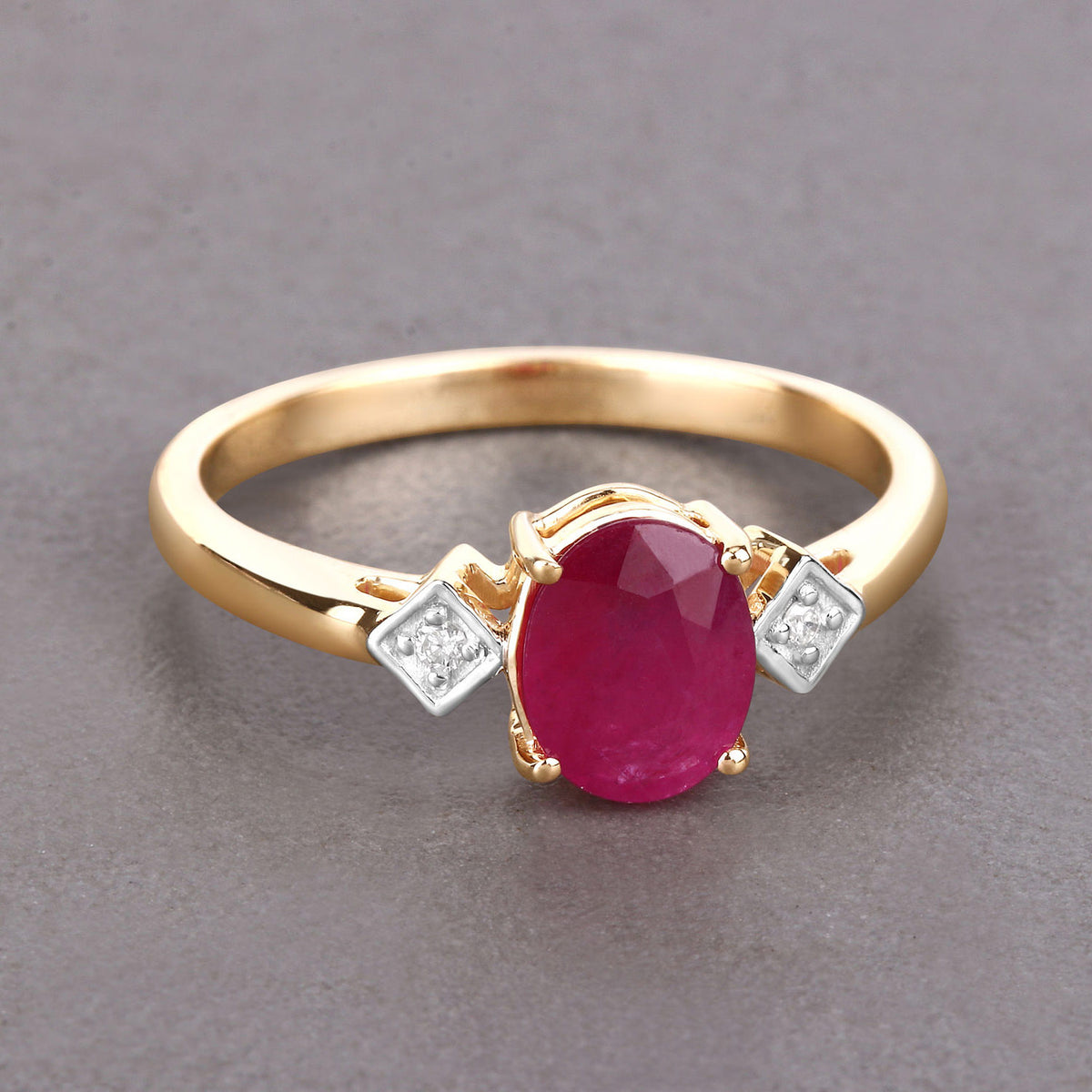 Ruby Ring With Diamonds 1.2 Carats 14K Yellow Gold
