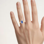 Blue Sapphire Ring With Diamonds 2.14 Carats 18K Yellow Gold