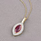 Ruby Pendant With Diamonds 1.5 Carats 10K Yellow Gold