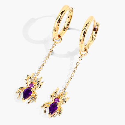 Amethyst Spider Earrings 0.4 Carats Gold Plated Silver