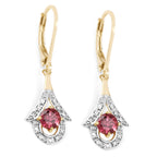 Pink Tourmaline Earrings 1.18 Carats Gold Plated Silver